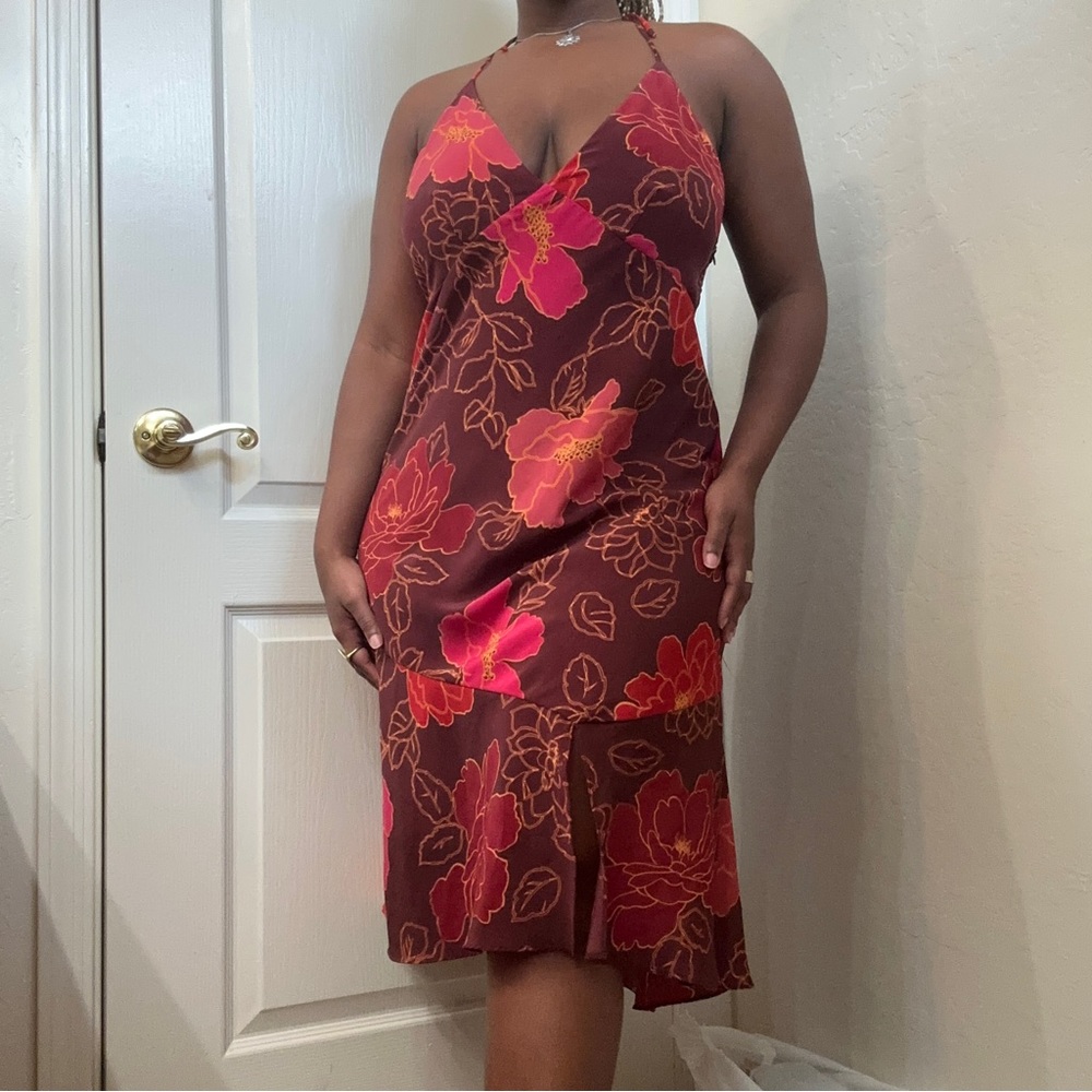Vintage Express Asymmetrical Halter Dress w Slit